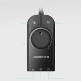 Ugreen eksternt lydkort musik adapter USB - 3,5 mm mini jack med volumen kontrol 15 cm sort (40964)
