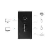 Grøn switch box HUB switch 4x USB 2.0 USB splitter til to computere sort (30767)