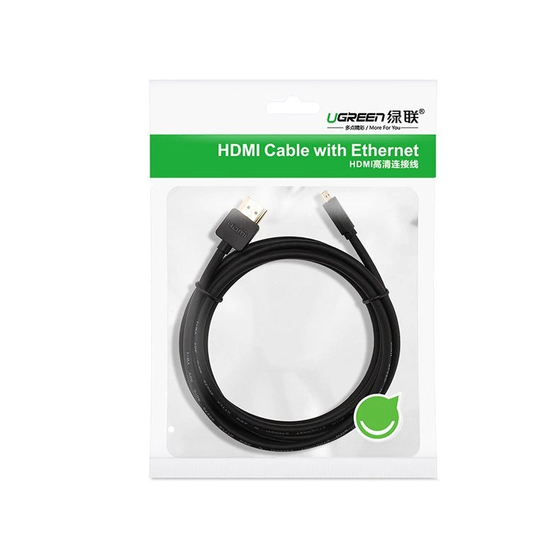Ugreen kabel HDMI - mikro HDMI kabel 19 pin 2.0v 4K 60Hz 30AWG 1.5m sort (30102)