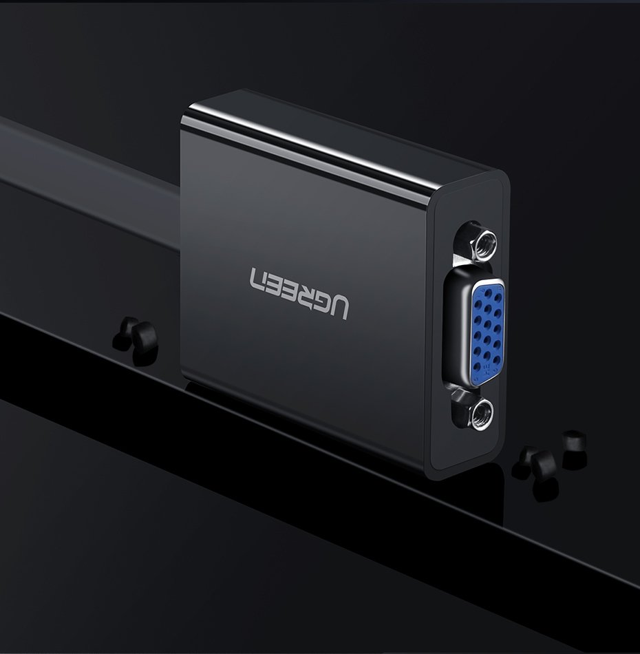 Ugreen adapter HDMI - VGA mikro USB / audio 3,5 mm mini jack sort (40248)