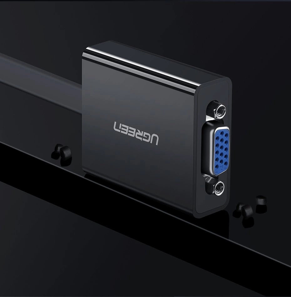 Ugreen adapter HDMI - VGA mikro USB / audio 3,5 mm mini jack sort (40248)