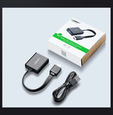 Ugreen adapter HDMI - VGA mikro USB / audio 3,5 mm mini jack sort (40248)