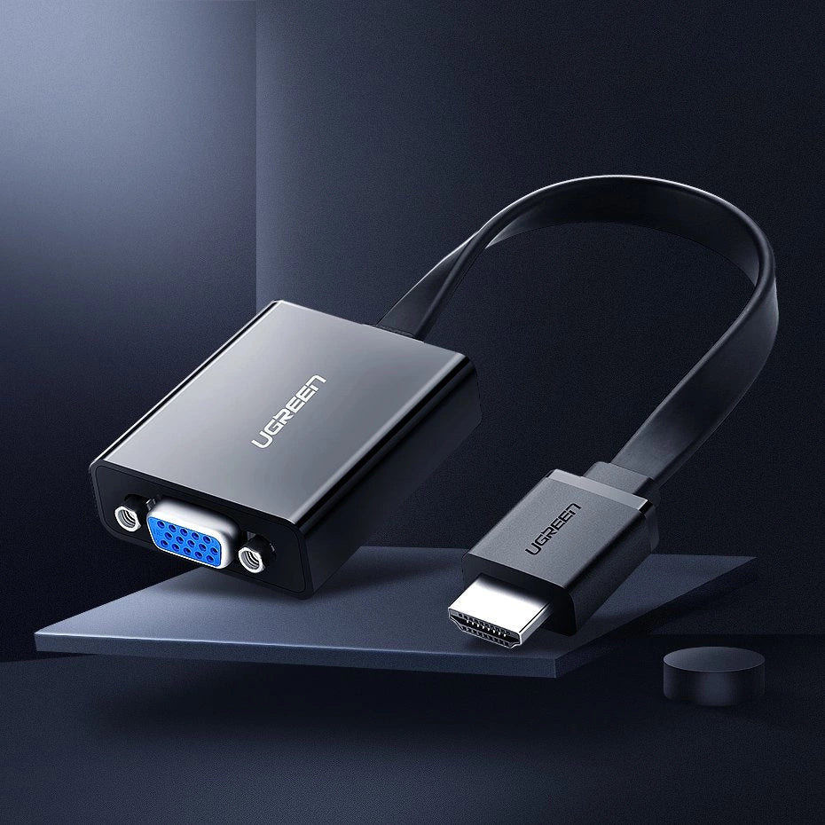 Ugreen adapter HDMI - VGA mikro USB / audio 3,5 mm mini jack sort (40248)