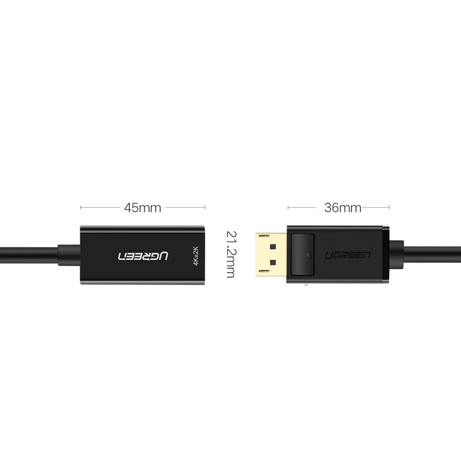 Ugreen Kabel Kabel fra DisplayPort (mandlig) til HDMI (kvindelig) (envejs) 1080P 60Hz 12bit sort (40362)