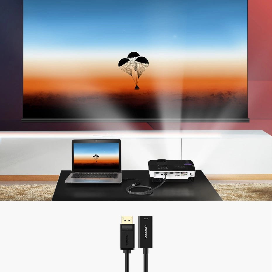 Ugreen Kabel Kabel fra DisplayPort (mandlig) til HDMI (kvindelig) (envejs) 1080P 60Hz 12bit sort (40362)