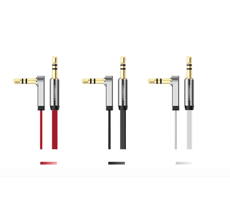 Fladgrøn AUX-lydkabel 3,5 mm mini jack 2m sølv (10599)