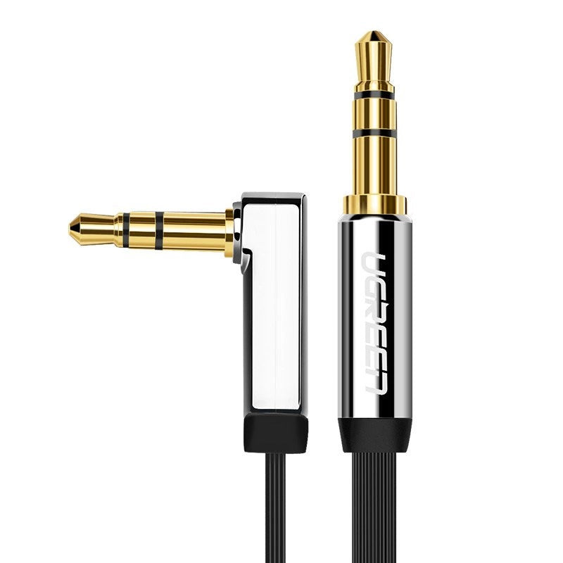 Fladgrøn AUX-lydkabel 3,5 mm mini jack 3m sølv (10728)