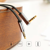 Fladgrøn AUX-lydkabel 3,5 mm mini jack 3m sølv (10728)