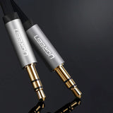 Fladgrøn AUX-lydkabel 3,5 mm mini jack 3m sølv (10728)