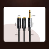 Grøn kabel 3,5 mm hovedtelefon splitter mini jack AUX 25cm sort (20816)