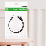 Grøn kabel 3,5 mm hovedtelefon splitter mini jack AUX 25cm sort (20816)