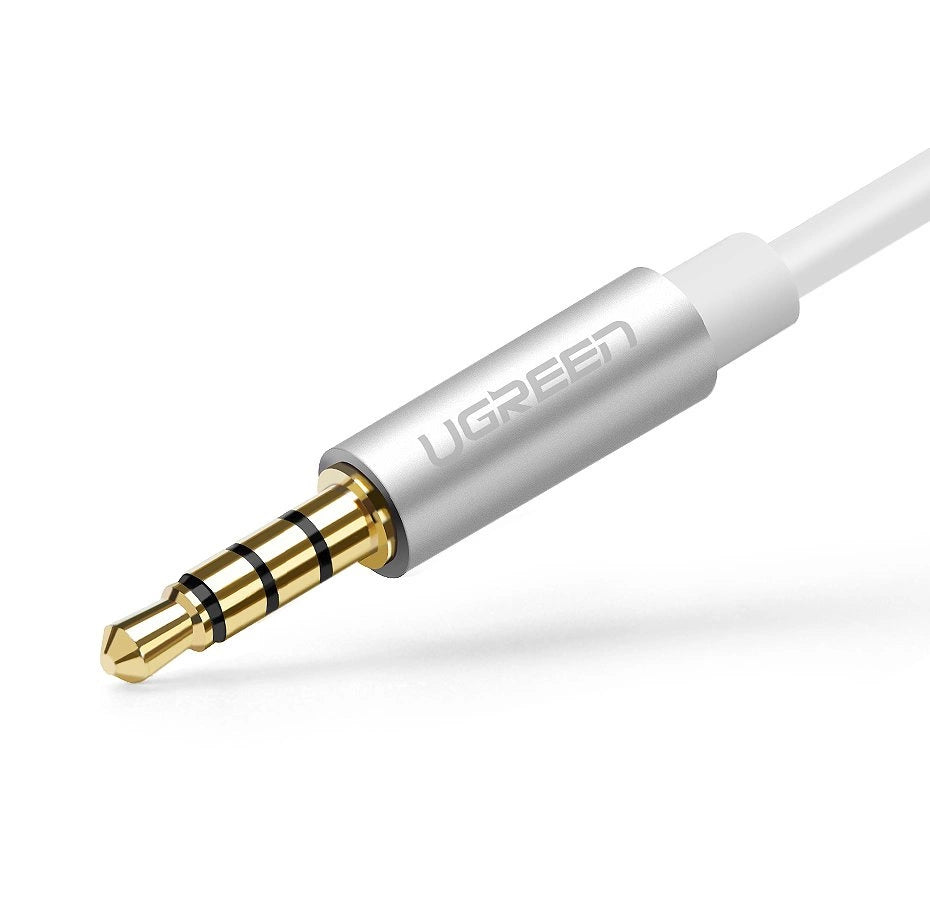 Grønne kabel hovedtelefon splitter 3,5 mm mini jack AUX mikrofon 20 cm (mikrofon + stereo udgang) sølv (30619)