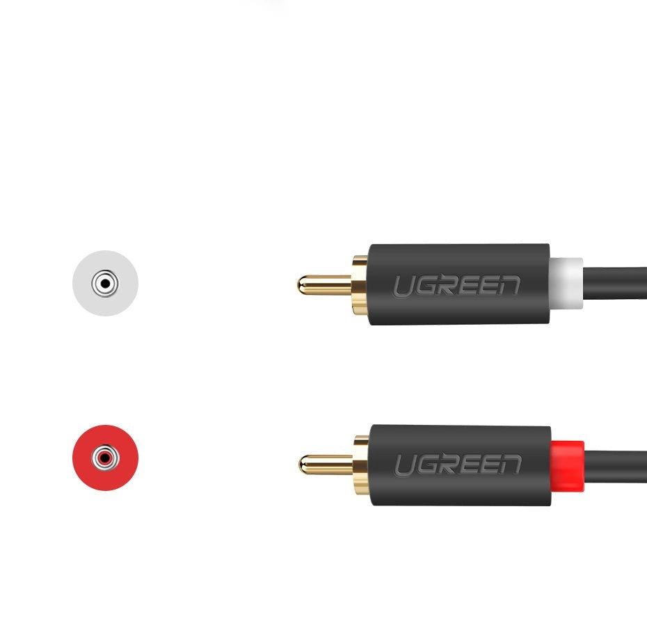 Ugreen AV104 10518 lydkabel 2RCA (mand) / 2RCA (mand) 2m - grå