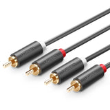 Ugreen AV104 10518 lydkabel 2RCA (mand) / 2RCA (mand) 2m - grå