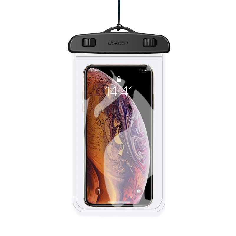 Ugreen LP186 60959 case vandtæt IPX8 til 4-6.5" smartphone - sort og gennemsigtig