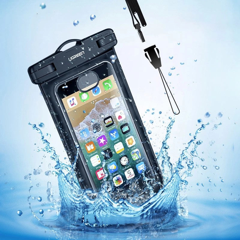 Ugreen LP186 60959 case vandtæt IPX8 til 4-6.5" smartphone - sort og gennemsigtig