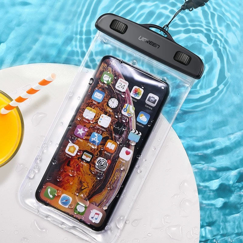 Ugreen LP186 60959 case vandtæt IPX8 til 4-6.5" smartphone - sort og gennemsigtig