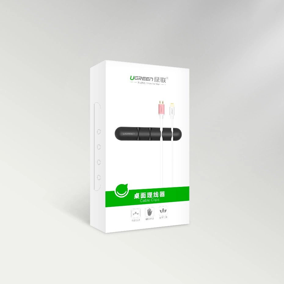 Ugreen 30762 selvklæbende organisator til 4 kabler - sort (2 st.)