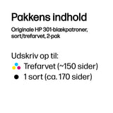 HP 301 Sort Farve (cyan, magenta, gul) Blæk N9J72AE
