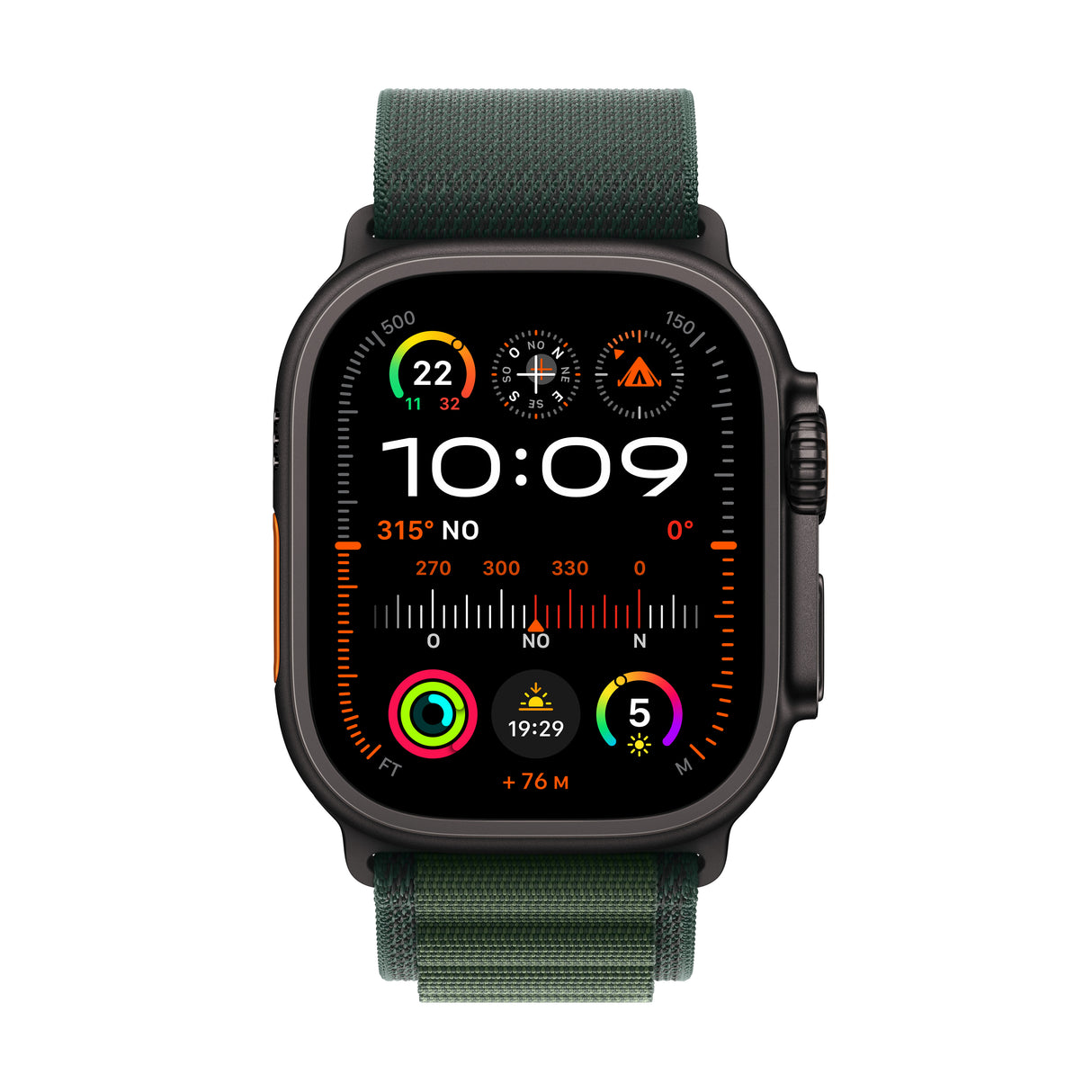 *Apple Watch Ultra 2 GPS + Cellular 49mm Black Titanium Case with Dark Green Alpine Loop - Large