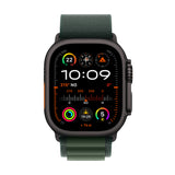 *Apple Watch Ultra 2 GPS + Cellular 49mm Black Titanium Case with Dark Green Alpine Loop - Large