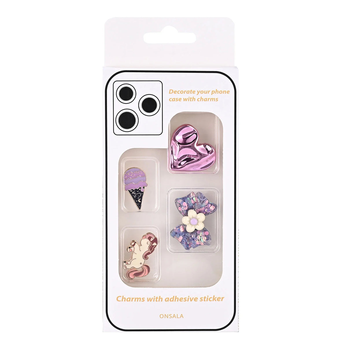 Charms Pimp Your Phone Metal og Plastik 4 stk