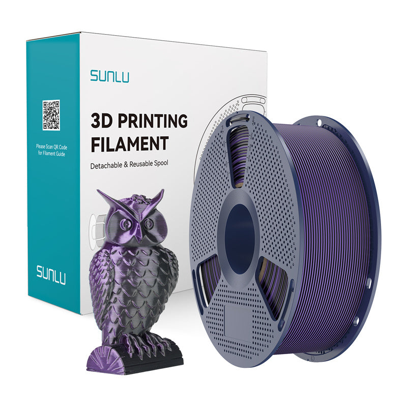 Sunlu PLA+ Silke dobbeltfarvet filament (sort og lilla)