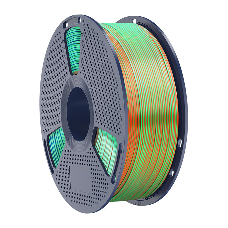 Sunlu PLA+ silke trefarvet filament (orange, blå og grøn)