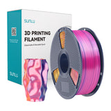 Sunlu PLA+ silke trefarvet filament (rødt, gult og blåt)