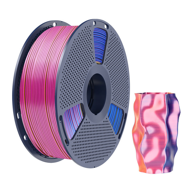 Sunlu PLA+ silke trefarvet filament (rødt, gult og blåt)