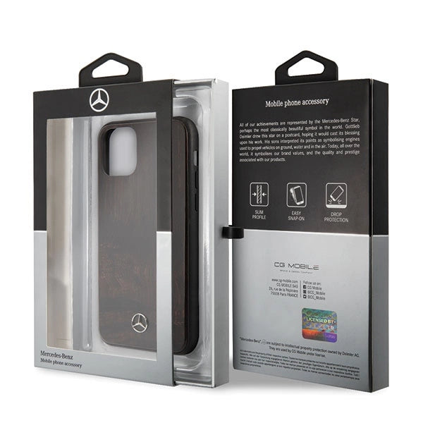 Mercedes Wood Line Rosewood-foder for iPhone 11 Pro - brun