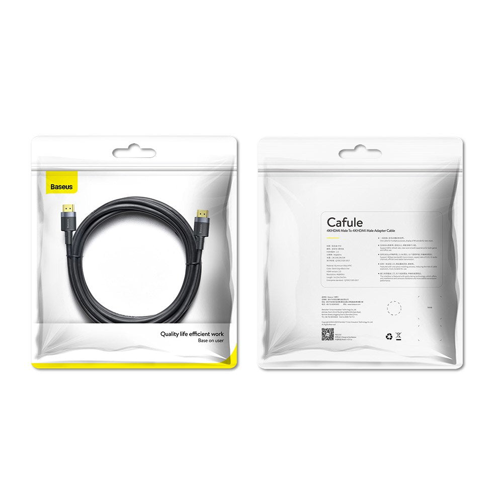 Baseus Cafule HDMI / HDMI 2.0 4K 60 Hz 3D 18 Gbps kabel 3 m - sort