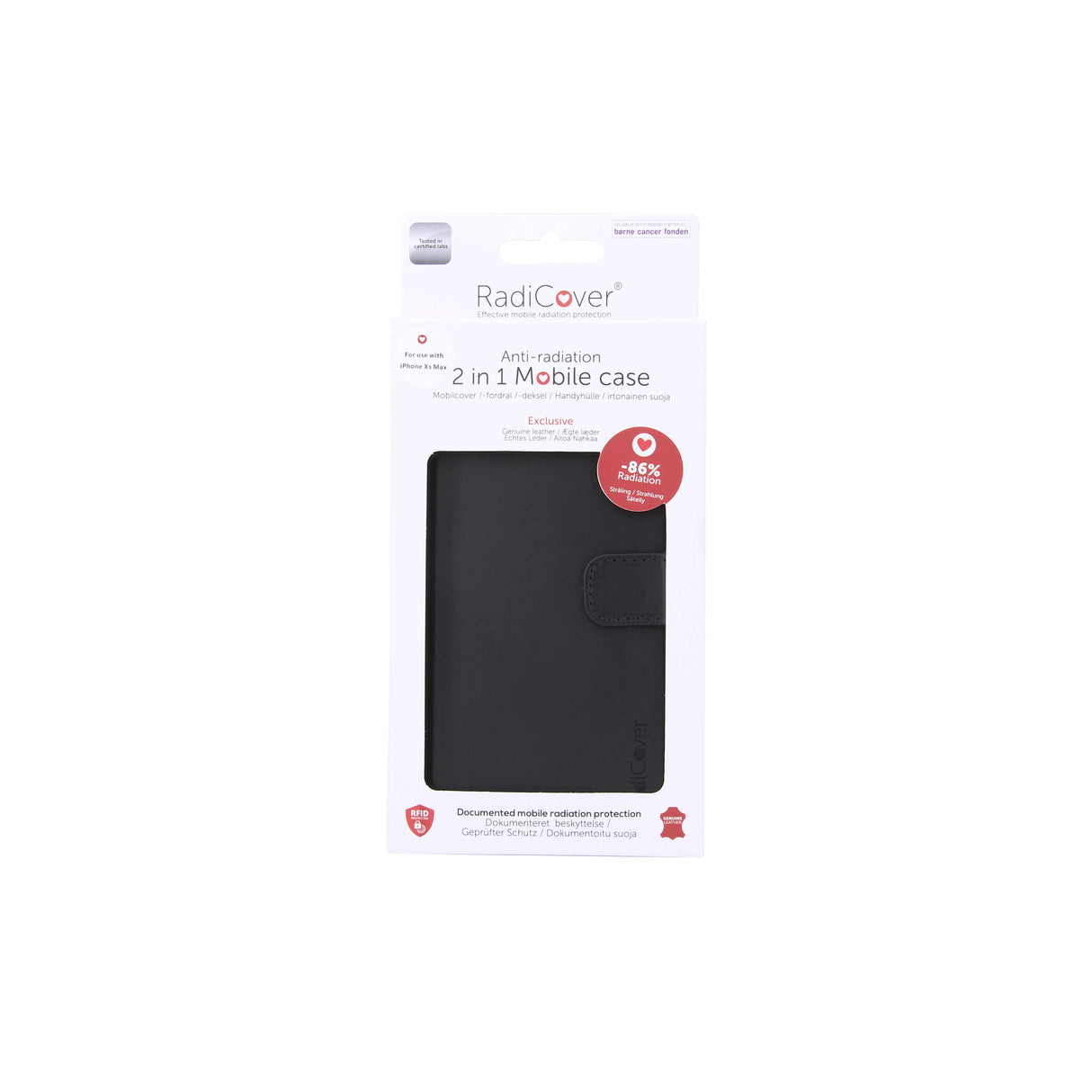Radicover Strålingsbeskyttelse Wallet Læder I Phone Xs Max Exclusive 2in1 Sort