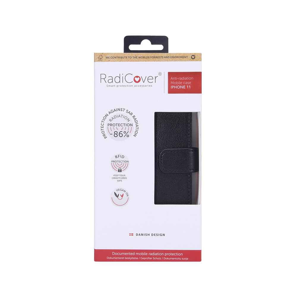 Radicover Strålingsbeskyttelse Wallet Pu I Phone 11 Flipcover Sort