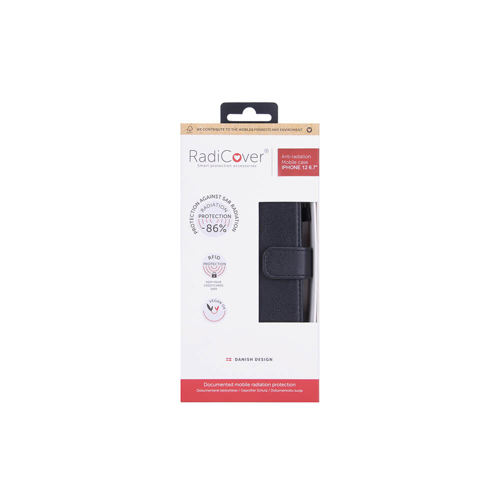 Radicover Strålingsbeskyttelse Wallet Pu I Phone 12 Pro Max Flipcover Sort