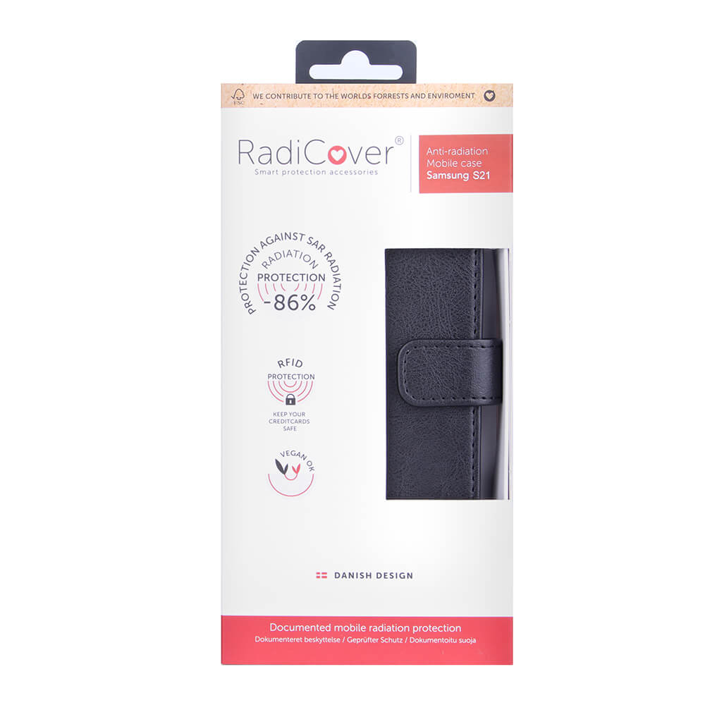 Radicover Strålingsbeskyttelse Wallet Pu Samsung  S21/S30 Flipcover Sort