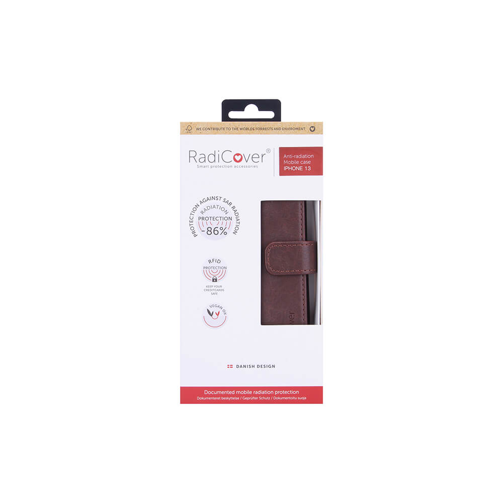 Radicover Strålingsbeskyttelse Wallet Pu I Phone 13 Flipcover Brun Rfid