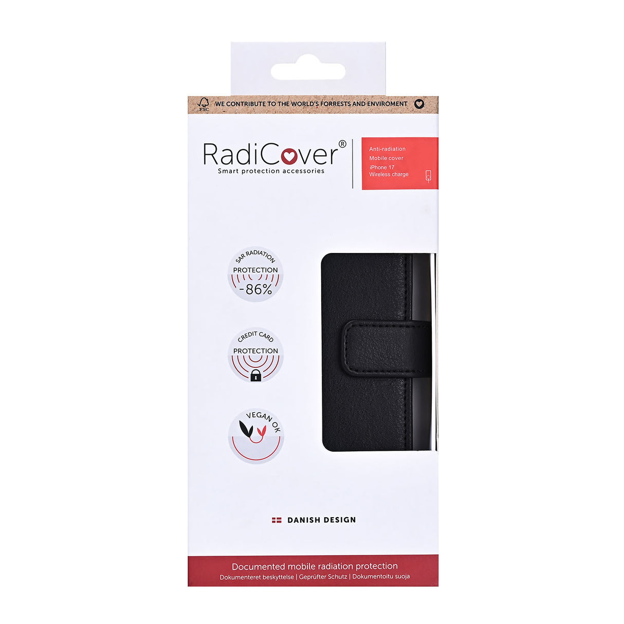 Radicover Flipcov Anti Radiation Rfid 3 Card Mag S I Phone 17 Black Pu