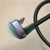 Ugreen nylon vinklet kabel USB-kabel - USB Type C 1 m 3 A 18 W Hurtig opladning AFC FCP for spillere grå (70313)