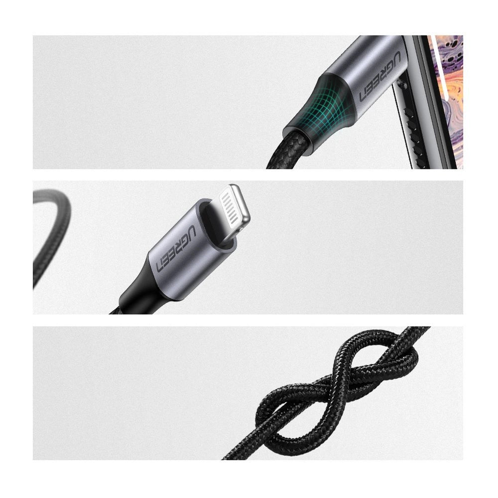 Ugreen kabel AUX MFI Lightning lydkabel - 3,5 mm mini jack 1 m grå (70509)