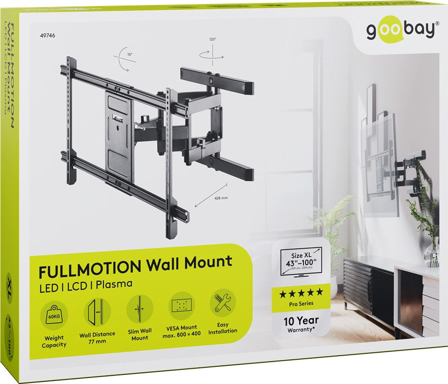 Goobay Pro Fullmotion XL Beslag Fladt panel 43-100