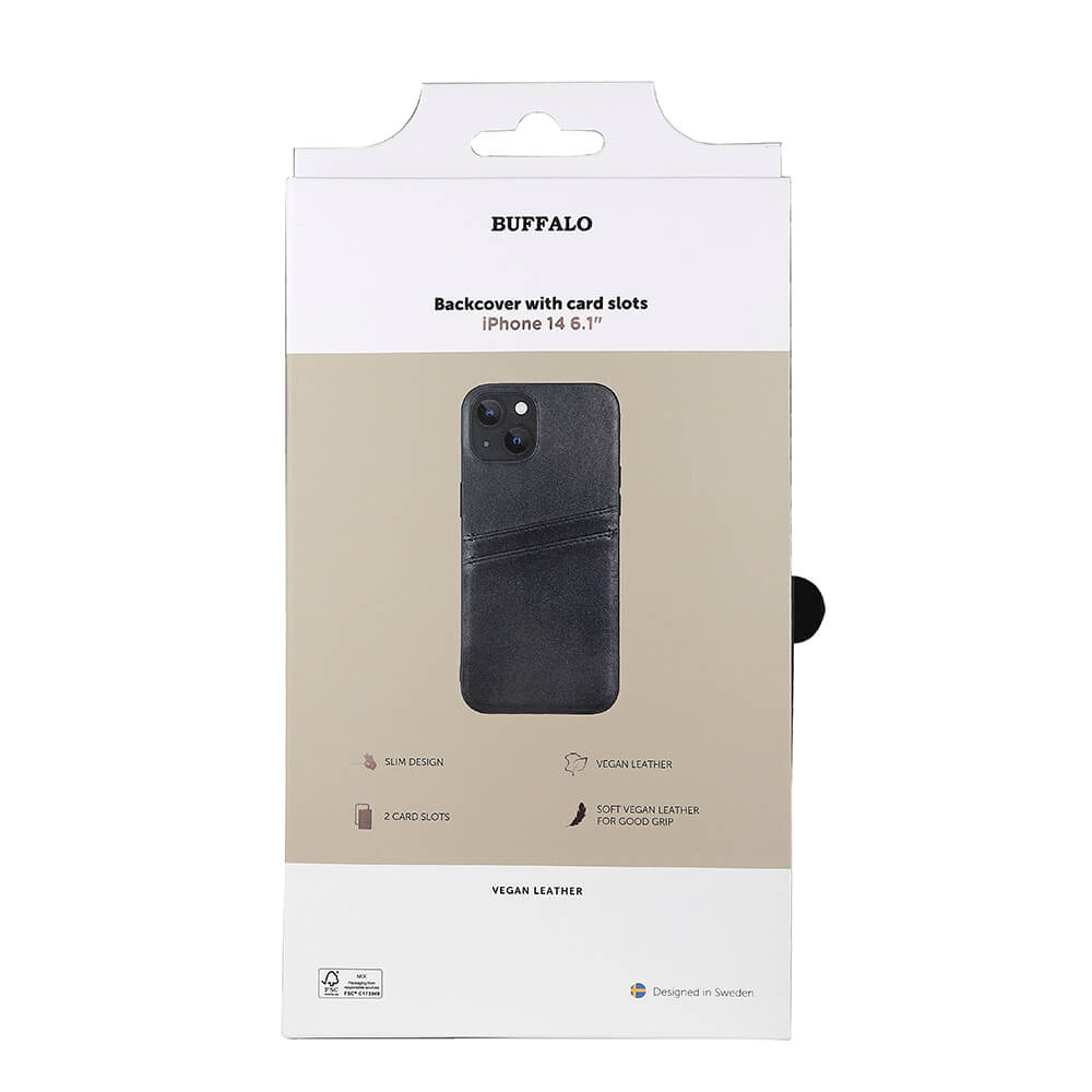 Cover PU 2 kort Sort - iPhone 13/14