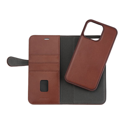 BUFFALO 2in1 Leather 3 card MagSerie iPhone 15 Pro Max Brun