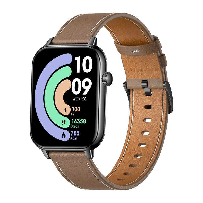 COLMI C28 Smartwatch   Sort + brunt læderrem