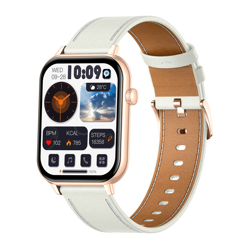 COLMI C28 Smartwatch i guld med hvidt læderrem