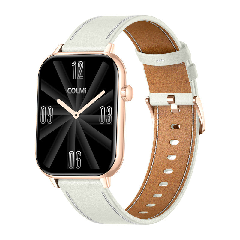 COLMI C28 Smartwatch i guld med hvidt læderrem