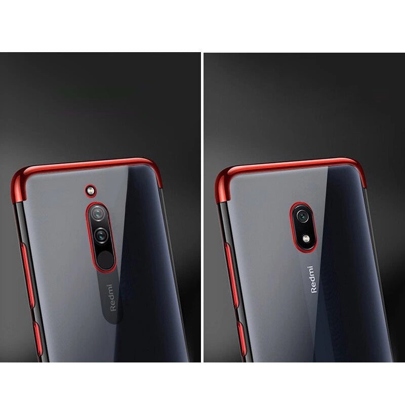 Clear Color Case Gel TPU Galvaniseret ramme Cover til Xiaomi Redmi 8A sort