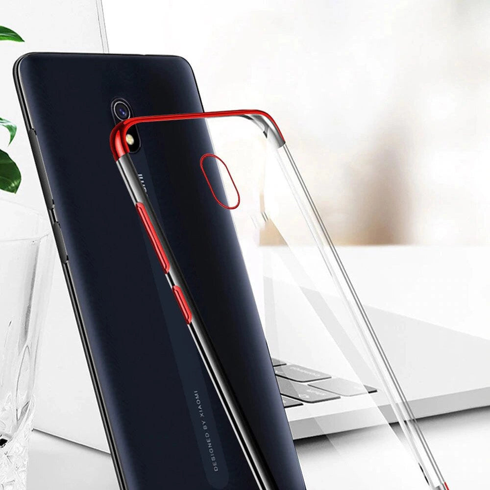 Clear Color Case Gel TPU Galvaniseret ramme Cover til Xiaomi Redmi 8A sort