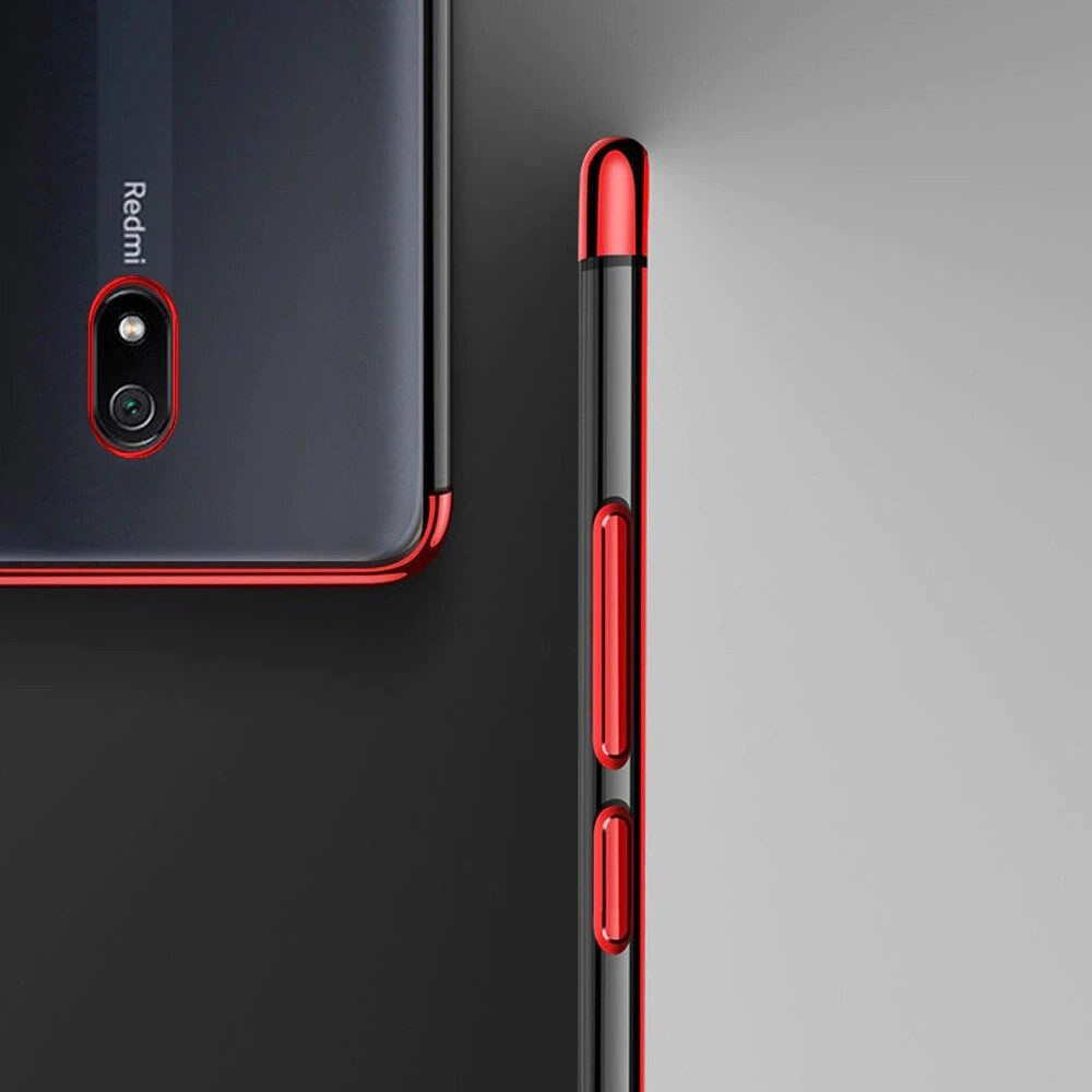 Clear Color Case Gel TPU Galvaniseret ramme Cover til Xiaomi Redmi 8A sort
