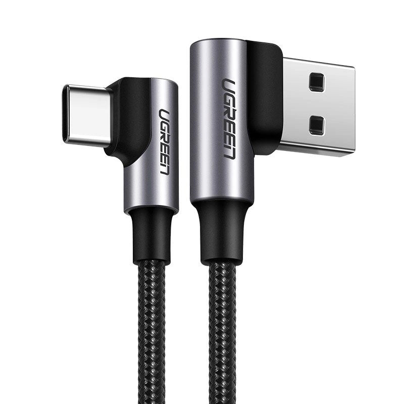 Grønne vinklede USB - USB Type C Quick Charge 3.0 QC3.0 3 A 2 m grå (US176 20857)